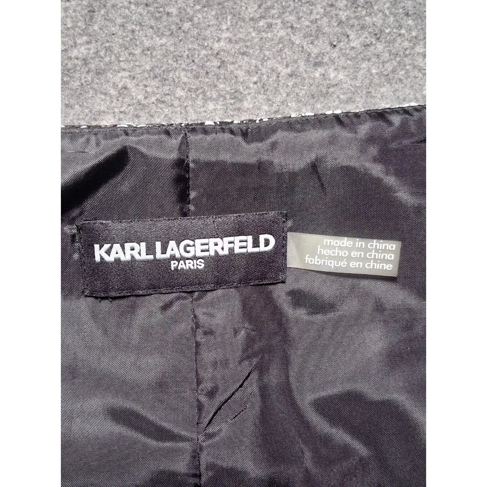 Karl Lagerfeld Paris Tweed Mermaid Eyelash Hem Boucle  Skirt Black White Size 12